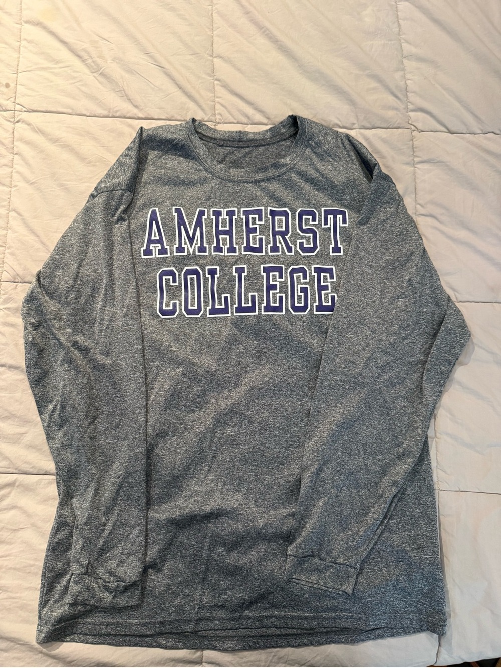 Amherst College Long Sleeve Tee - Gray with Purple Lettering